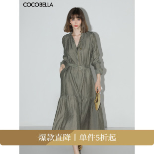 裙FR915 衬衫 COCOBELLA莱赛尔肌理褶皱连衣裙气质长袖 惊喜价
