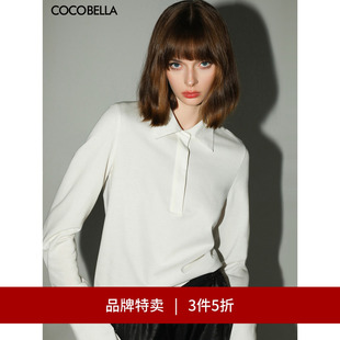 TS0023 3件5折 COCOBELLA设计感拼接翻领衬衫 女通勤针织POLO衫