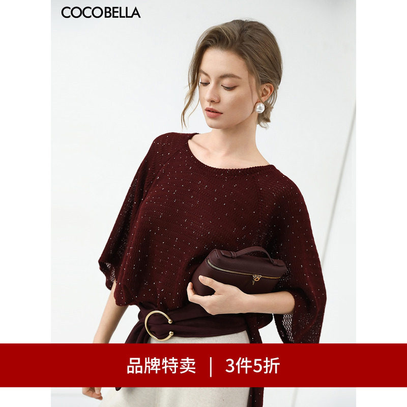 COCOBELLA蝙蝠袖烫钻针织衫T恤