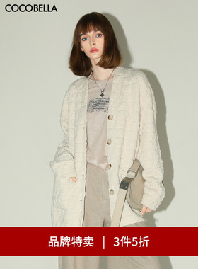 【3件5折】COCOBELLA重工几何绗缝外套宽松休闲舒适开衫上衣SC901