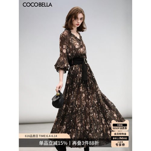 COCOBELLA金丝压褶连衣裙