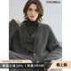 COCOBELLA格雷系灰上衣细闪亮片加厚针织开衫 松弛感毛衣外套MZ189