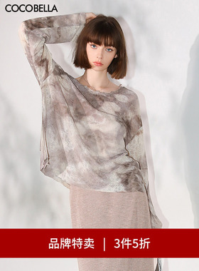 【3件5折】COCOBELLA扎染镂空提花针织衫女休闲T恤蕾丝衫TS7018