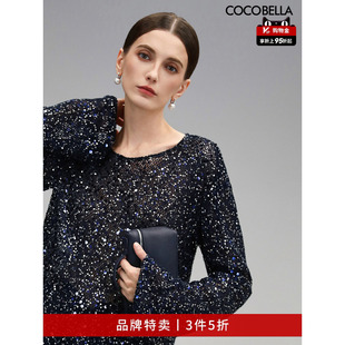 COCOBELLA亮片上衣微透视针织衫 女轻奢套头罩衫 MZ7038 3件5折