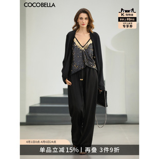 阔腿裤 两件套FT531 女仿醋酸缎面西装 预售COCOBELLA通勤休闲套装