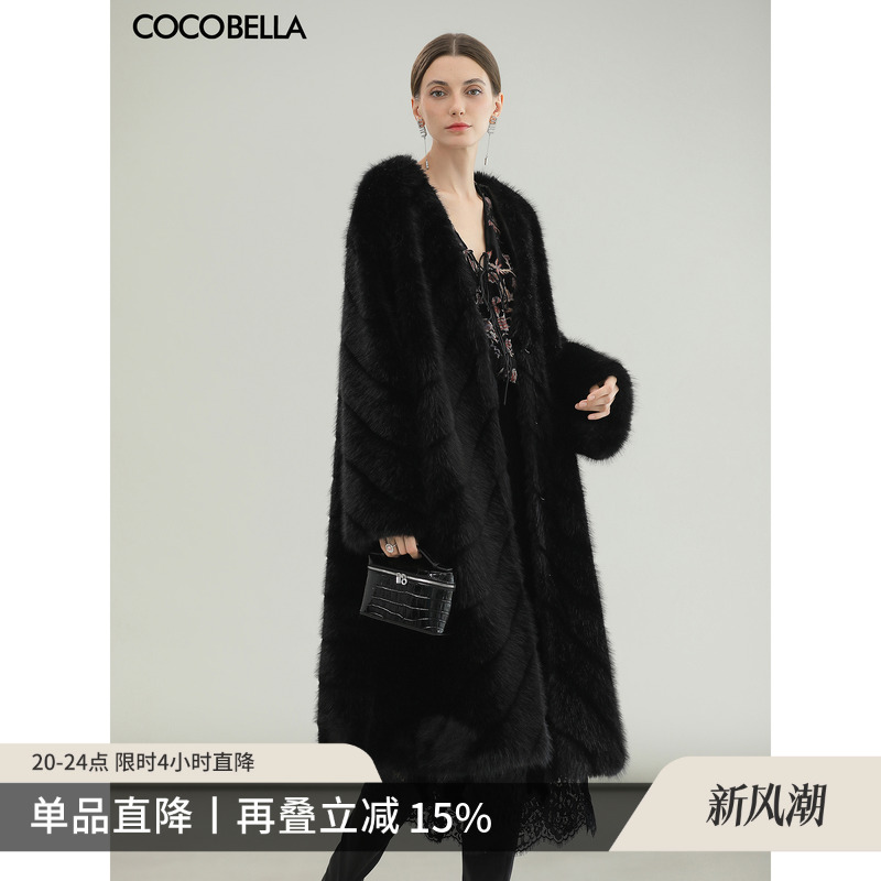 COCOBELLA长款环保皮草外套