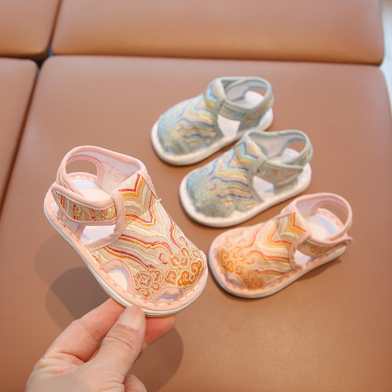 宝宝汉服鞋国风周岁鞋子婴儿凉鞋唐装鞋老北京布鞋儿童千层底夏季