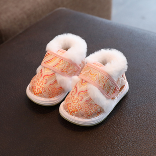 唐装鞋子女童冬1一3岁儿童手工棉鞋棉花鞋中国风新年过年周岁鞋子