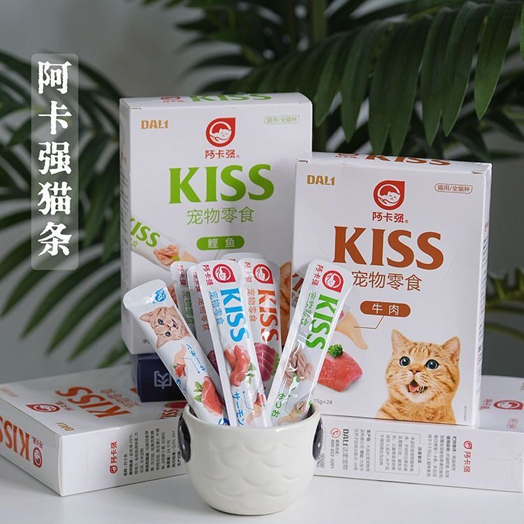 阿卡强猫零食猫条综合营养条24支湿粮包猫咪成幼猫猫罐头鸡牛肉味