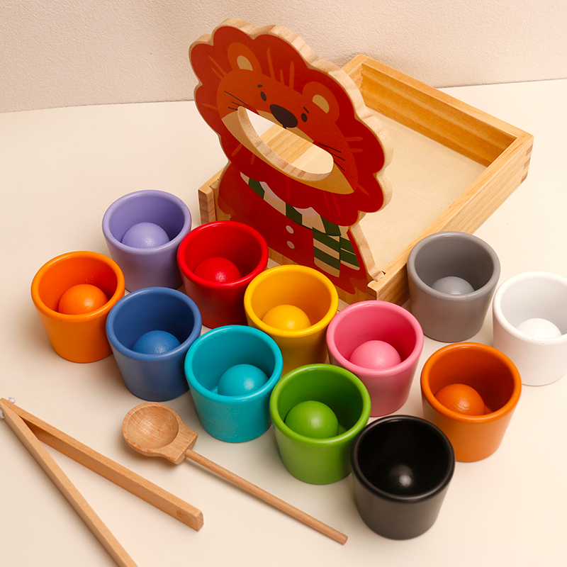 蒙氏早教益智玩具宝宝颜色认知分类杯1-2岁3儿童精细动作训练教具