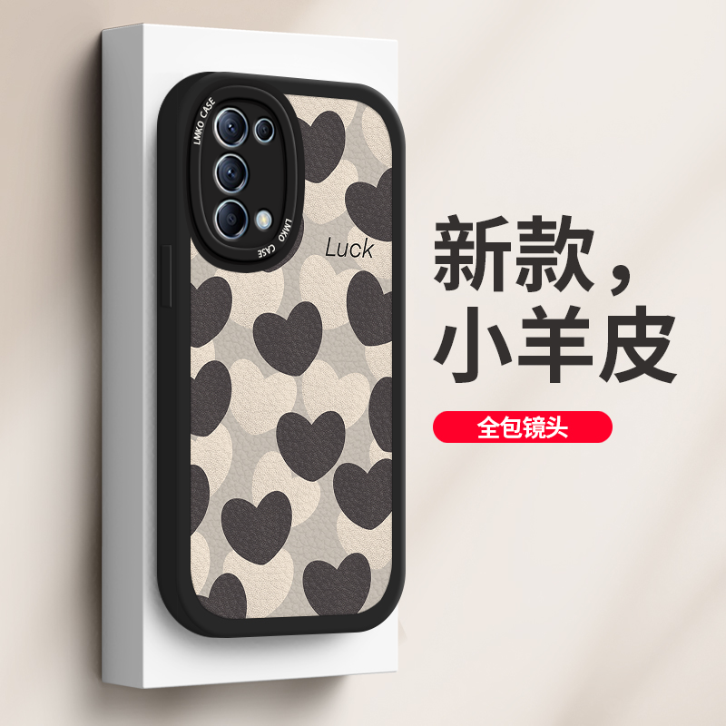 opporeno5手机壳新款reno5pro+镜头全包防摔reno5pro液态硅胶0pp0reno5保护套por网红潮牌黑白爱心男女款外壳 3C数码配件 手机保护套/壳 原图主图