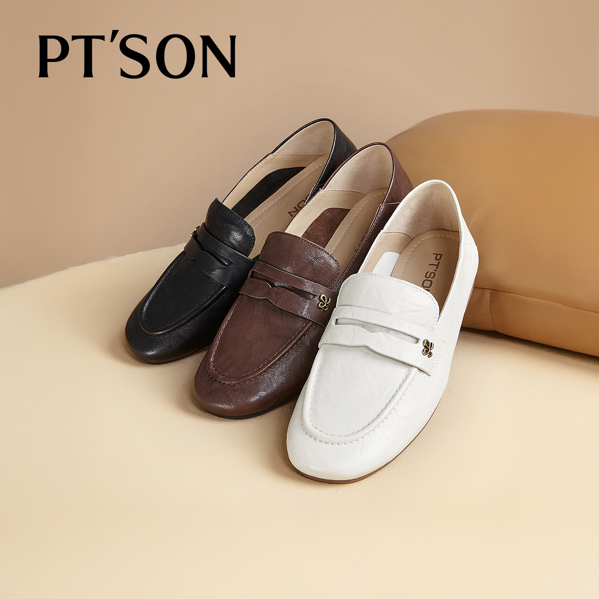 百田森软羊皮深口单鞋