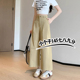 阔腿裤 女夏季 高腰显瘦八分直筒裤 矮小个子145七分卡其色工装 xxs码