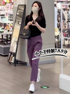 高腰哈伦萝卜裤 xxs145小个子休闲直筒裤 新款 夏季 子 女七八分奶奶裤