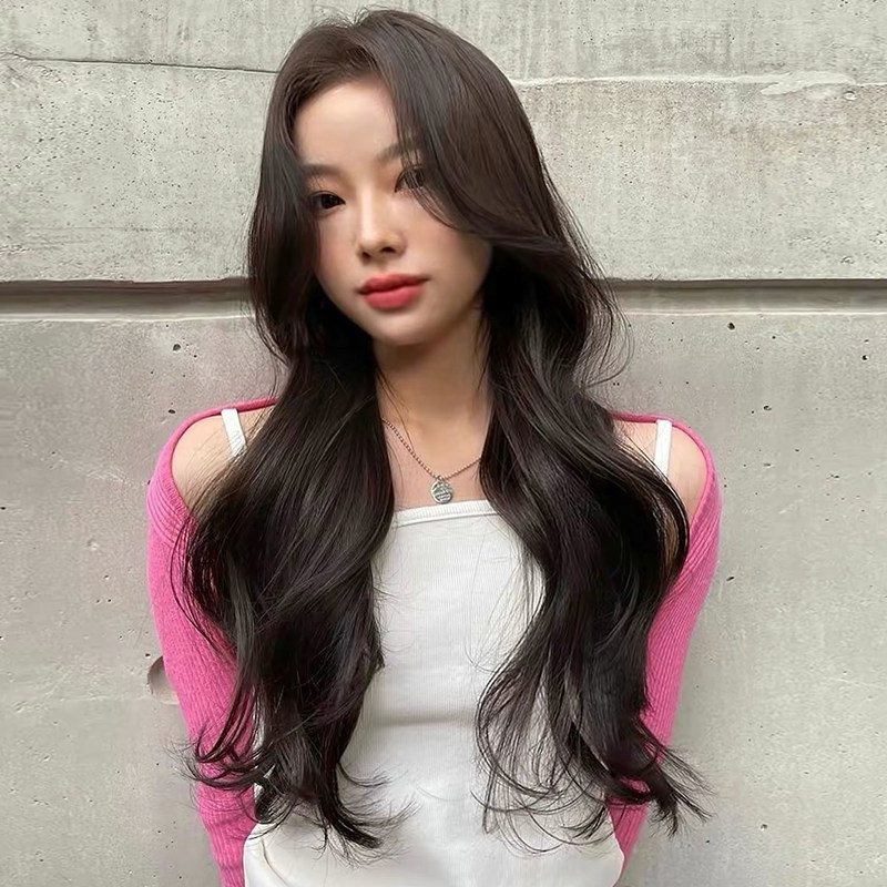 假发女长发夏季中分八字刘海大波浪长卷发全头套轻薄前蕾丝假发套