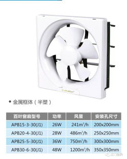 金羚半塑百叶扇APB15-3-30APB20-4-30APB25-5-30APB30-6-30(J1)