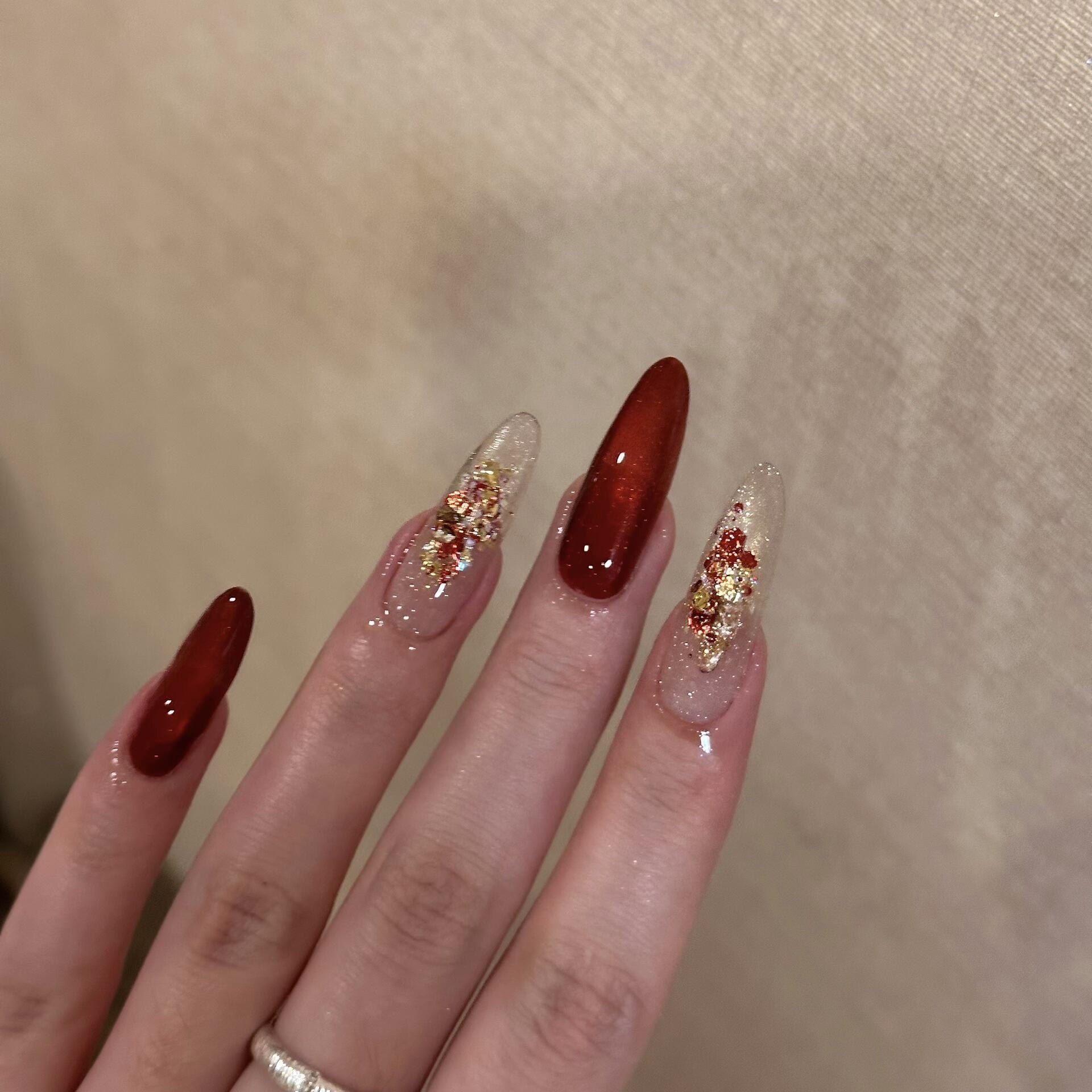 手工定制穿戴美甲中长款新年战甲红色猫眼爆闪婚甲新娘孕妇可拆卸,彩妆/香水/美妆工具,穿戴甲/甲片,淘宝优惠券,粉丝福利购,淘宝优惠卷