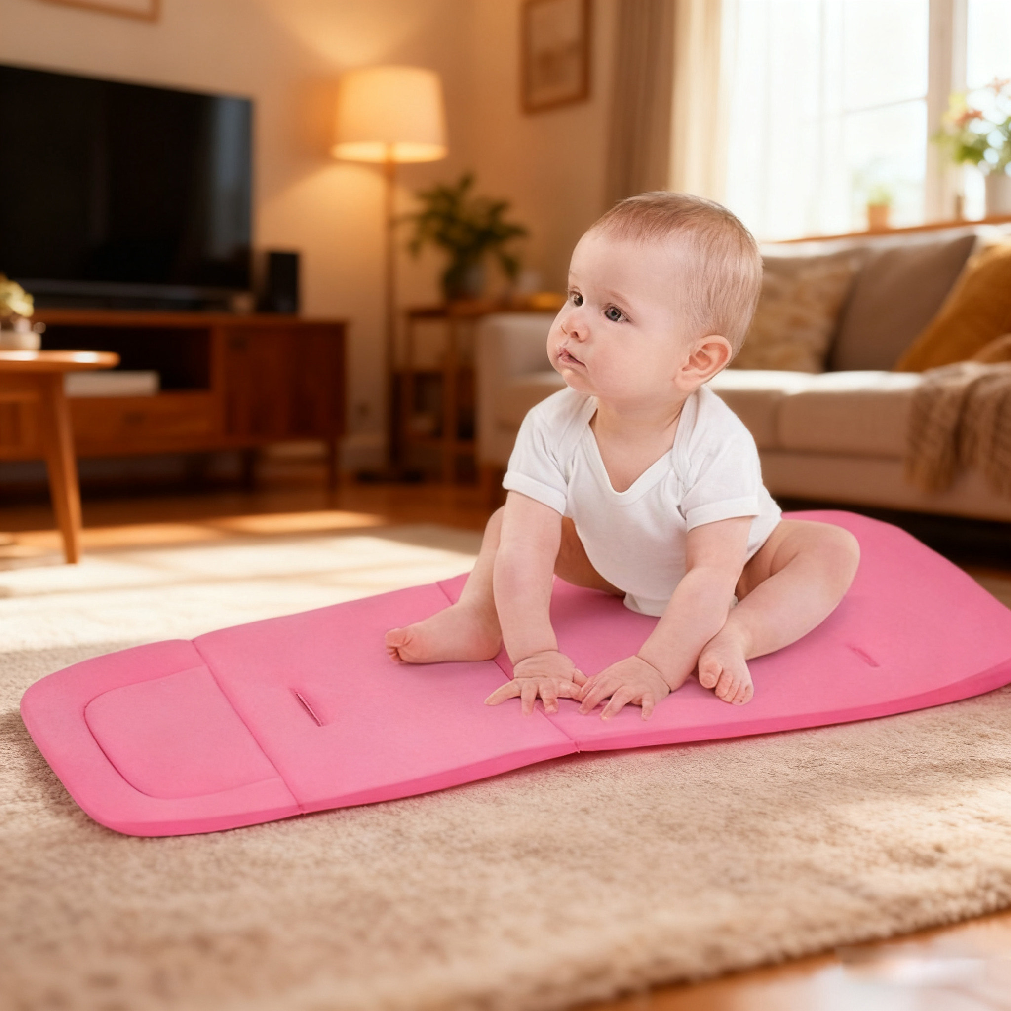 婴儿童推车全棉垫通用加长伞车坐垫子加厚宝宝餐椅靠垫莱卡磨棉冬