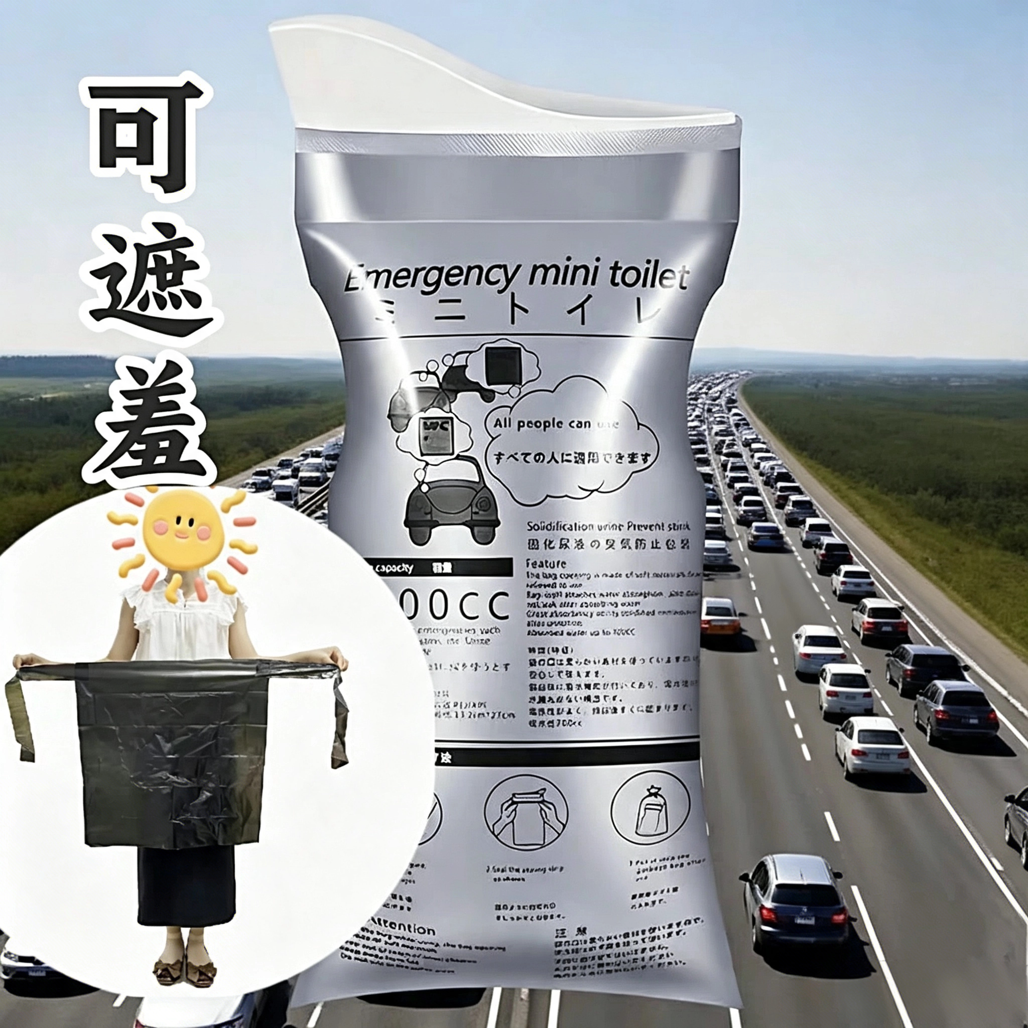 日本可降解便捷应急尿袋可遮挡尿便利尿袋