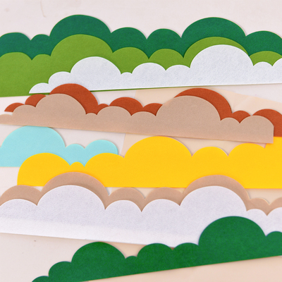 毛毡布大波浪边框莫兰迪墙贴