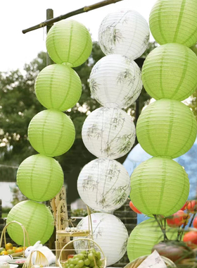 端午节绿色竹子中式纸灯笼空中吊挂饰中国风室内环创布置装饰材料