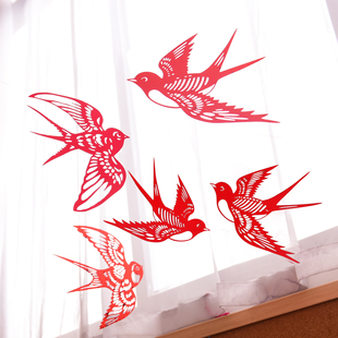 元旦新年非遗剪纸平衡燕子空中吊挂饰幼儿园班级布置环创装饰材料
