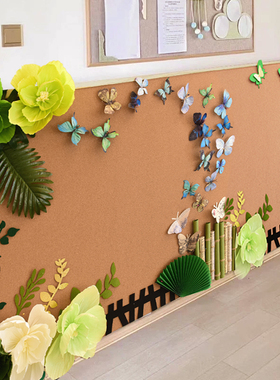 幼儿园绿色纸花蝴蝶荷花荷叶主题黑板报墙面墙饰贴环创装饰材料