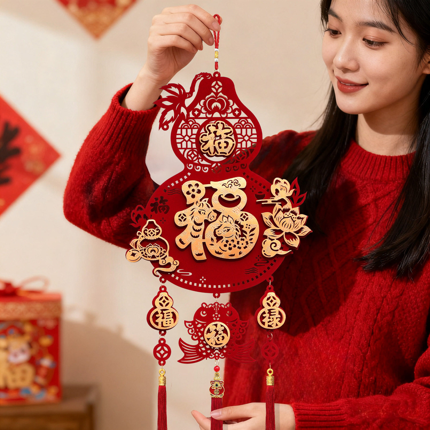 新年装饰挂件2026马年装扮福字挂饰墙壁挂件立体植绒布场景布置,节庆用品/礼品,福字/窗花/窗贴,淘宝优惠券,粉丝福利购,淘宝优惠卷