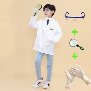 儿童科学家演出服逆行者舞蹈服幼儿科学实验秀服装 医生工作白大褂