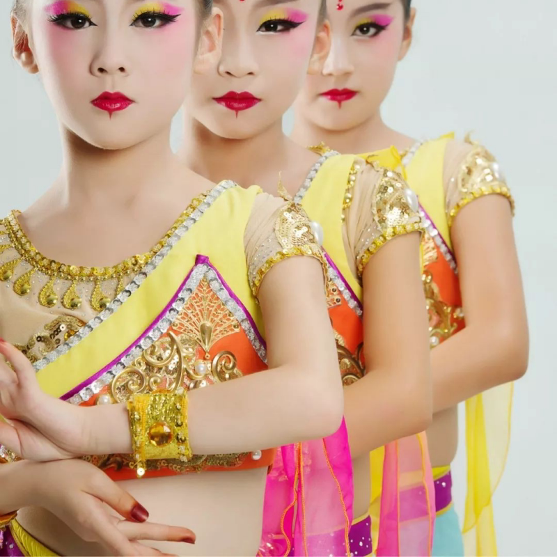 儿童飞天演出服敦煌舞蹈反弹琵琶古典舞吉祥天女少儿群舞丝路天音