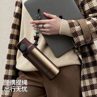 世大家保温杯女2025新款 高颜值弹盖车载办公室便携茶水分离泡茶杯