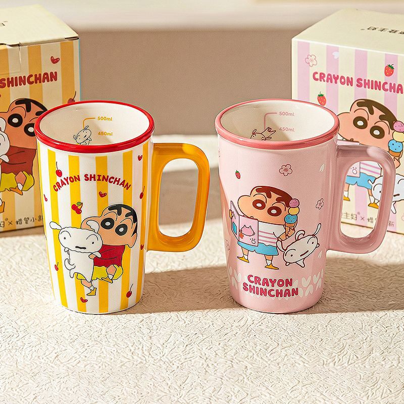 【摩登主妇&蜡笔小新】陶瓷马克杯家用大容量水杯早餐杯咖啡杯子