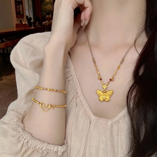大师同款 项链 福蝶迭至 古法錾刻