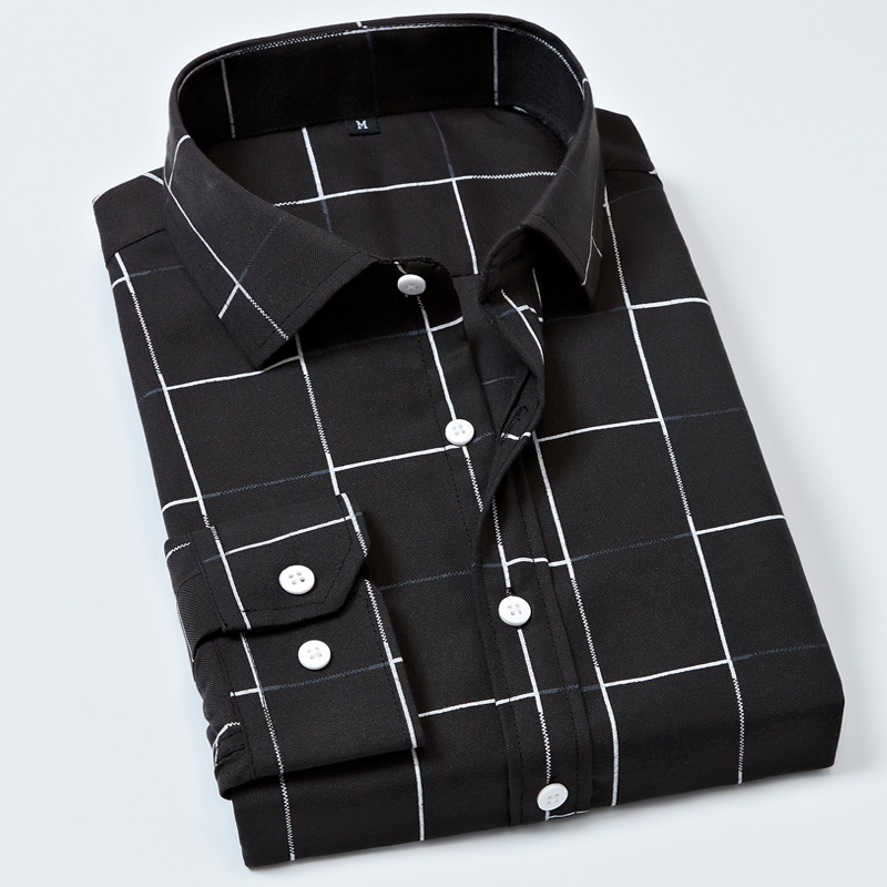 Spring and autumn men's Plaid Shirt Long Sleeve Korean slim business casual shirt