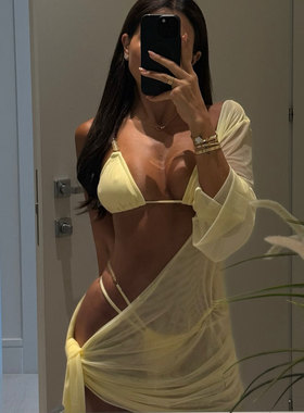 限量款比基尼千金风bikin纯欲风分体泳衣高级感女沙滩裙珍珠泳装