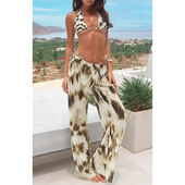 ins高级分体泳衣沙滩长裤 性感比基尼 三件套bikini印花小清新泳装