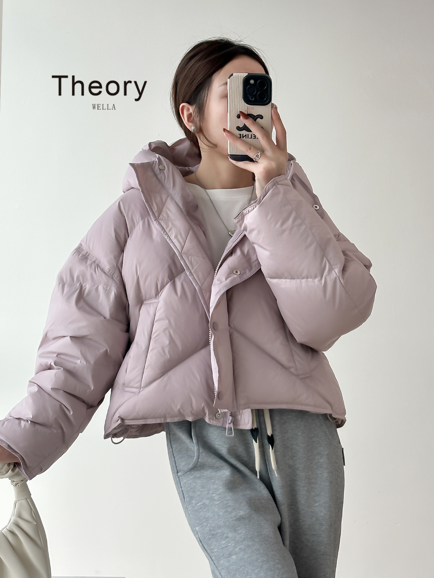 Theory wella 立领羽绒服短款冬设计感加厚保暖小个子面包服外套