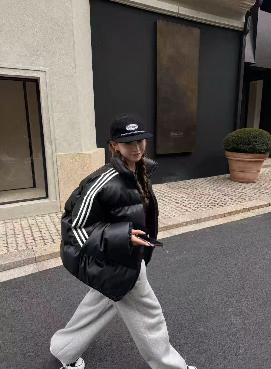 美式潮牌百搭高街慵懒感棉服女2025冬季新款校园风情侣宽松面包服