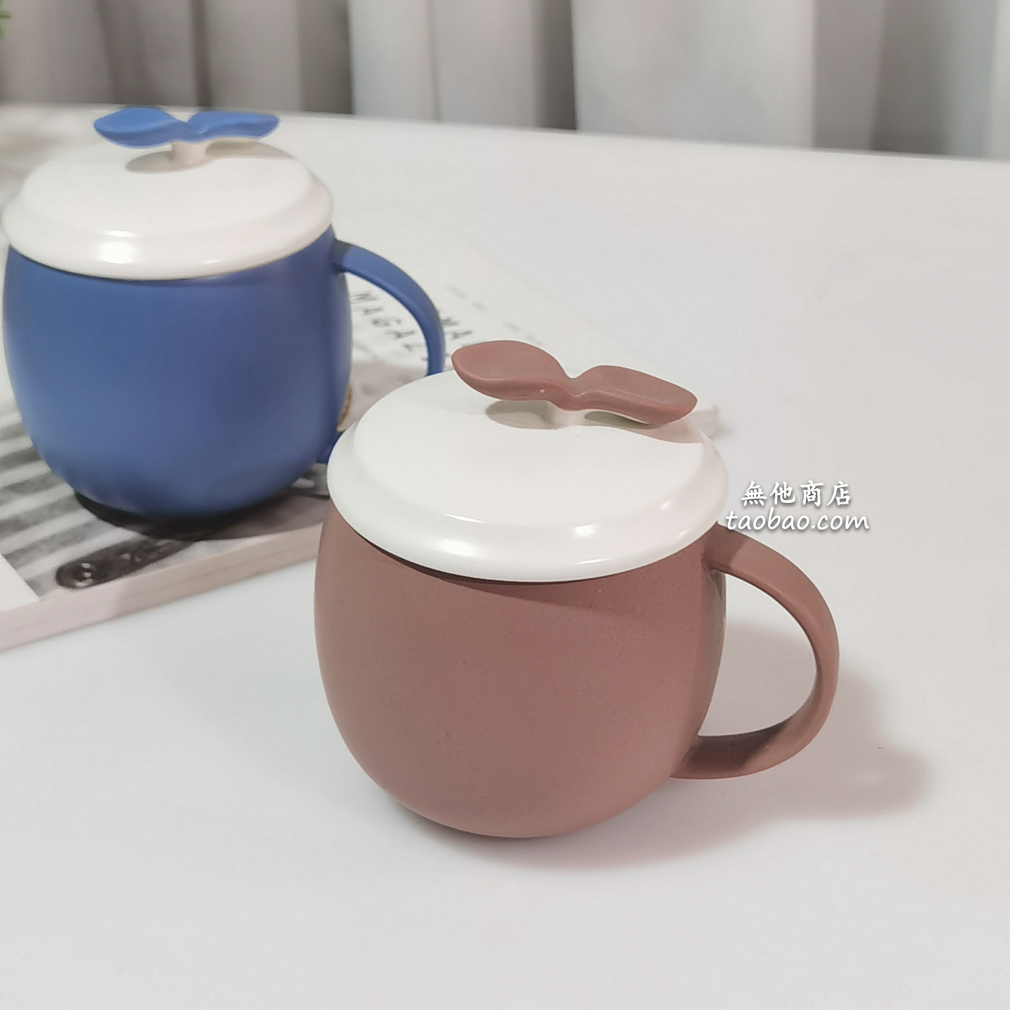 無他商店 带盖陶瓷水杯马克杯牛奶杯子创意水杯男女杯子简约杯子