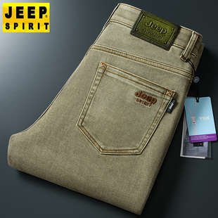 牛仔裤 男士 深裆直筒弹力宽松新款 爸爸秋季 JEEP吉普春夏款 长裤 大码