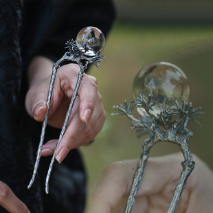 和合大仙人 国风设计师原创款 明月松间照 白水晶新中式发簪发钗