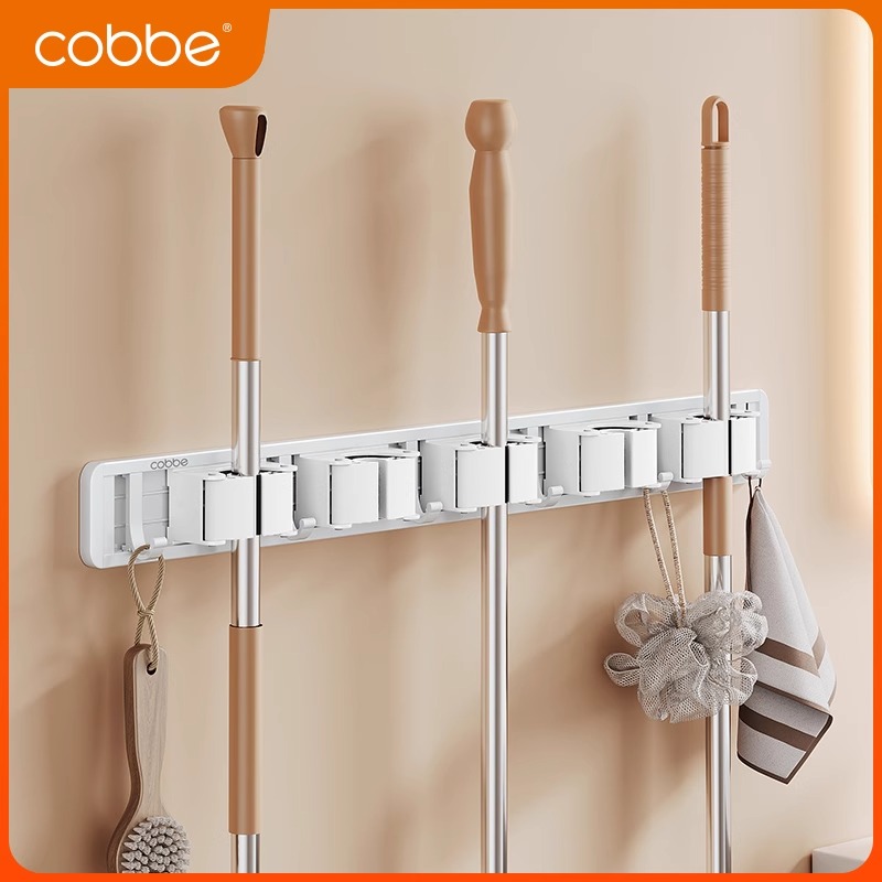 卡贝拖把夹架免打孔挂钩阳台壁挂卫生间卡扣固定扫把置物收纳挂架