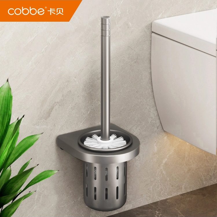 卡贝浴室马桶刷无死角洗厕所刷子套装挂墙卫生间家用太空铝壁挂式