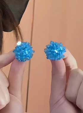 蓝色雪落耳钉清凉气质小众感设计