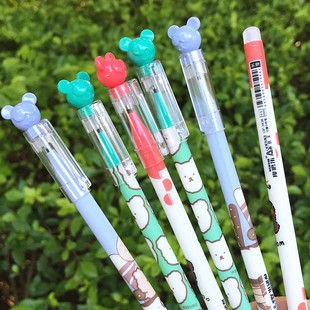 可爱彩色熊仔可擦中性笔摩磨乐可擦中性笔魔易擦学生奖品3438
