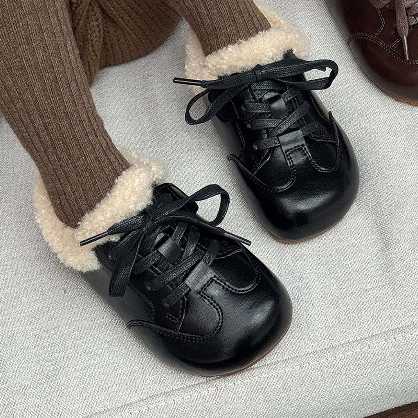 韩版儿童二棉鞋女童皮鞋2025新款冬加绒羊羔毛男童勃肯鞋复古保暖,童鞋/婴儿鞋/亲子鞋,皮鞋,淘宝优惠券,粉丝福利购,淘宝优惠卷