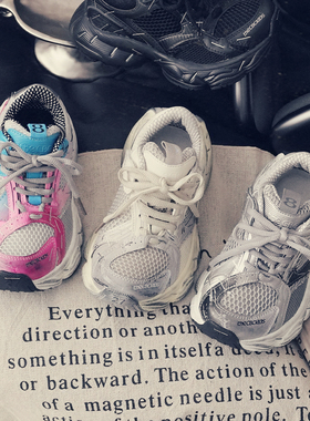 cbc巴黎订书机儿童老爹鞋做旧脏脏男女童运动鞋春秋款加绒跑步潮