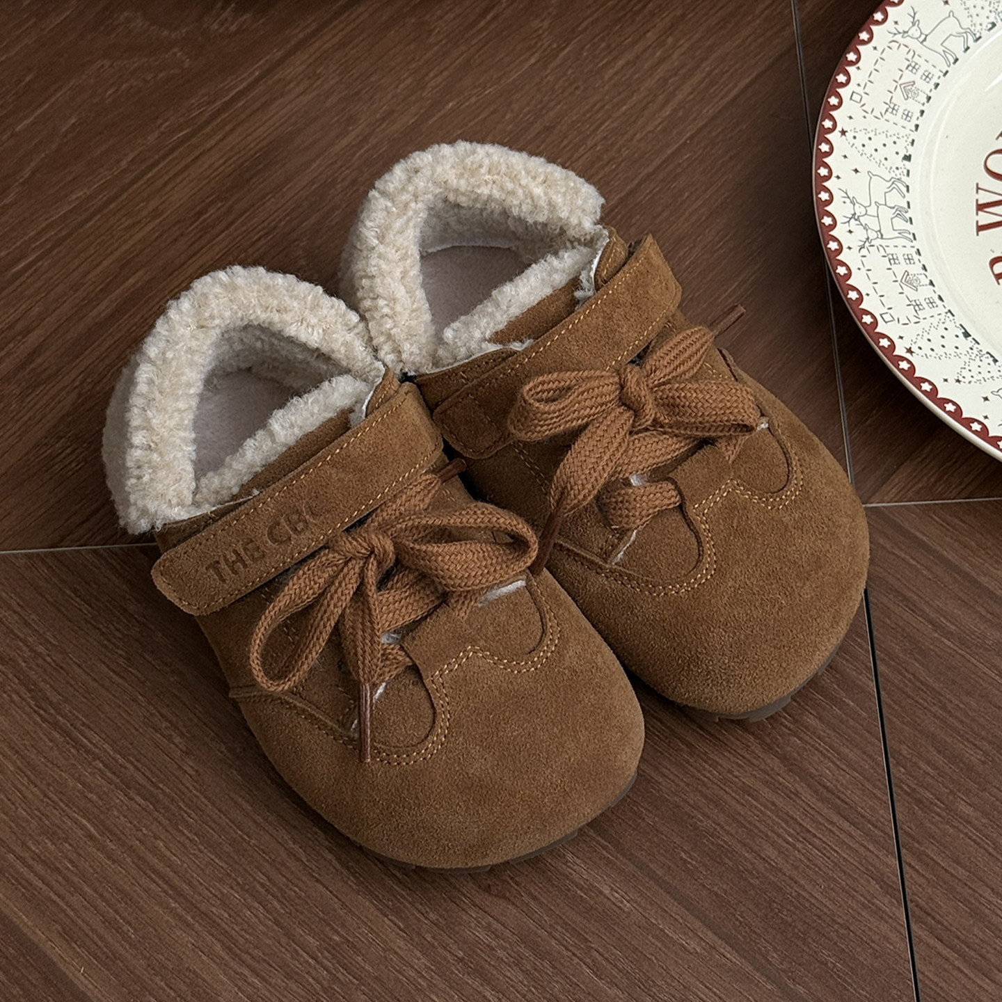 韩系童鞋复古女童冬鞋2025新款加绒儿童二棉鞋软底宝宝毛毛鞋小童