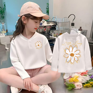 2025女童春秋新款 長袖 T恤打底衫 卡通印花套頭上衣潮 韓版