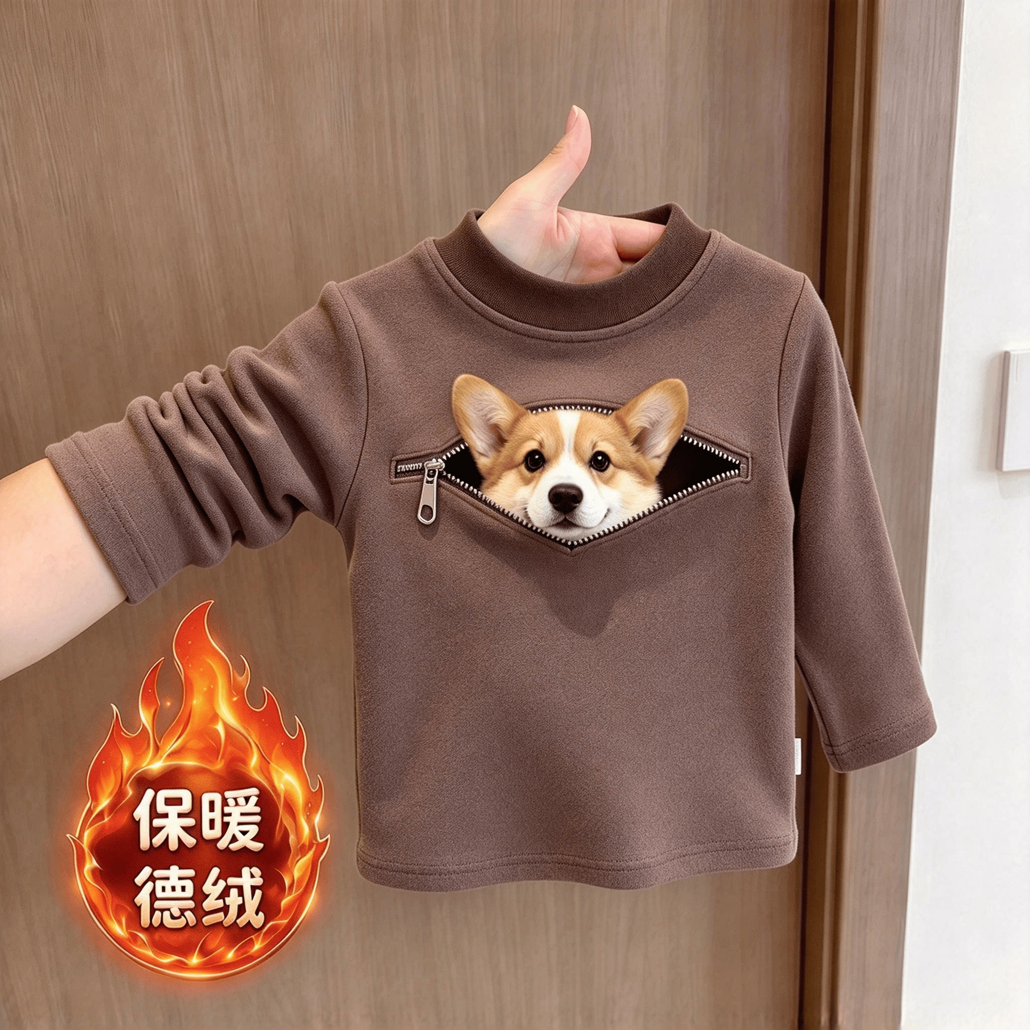 潮流男童长袖t恤秋冬内搭百搭德绒打底衫中小童儿童半高领保暖衣t